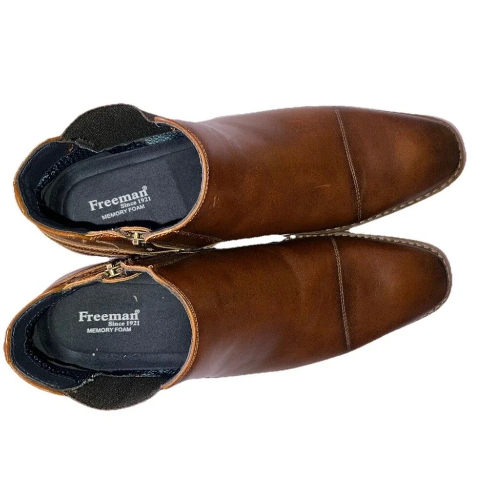 FREEMAN Corbin Chelsea Brown Dress Boots Men's Size 12 Zip Up NEW NO BOX.